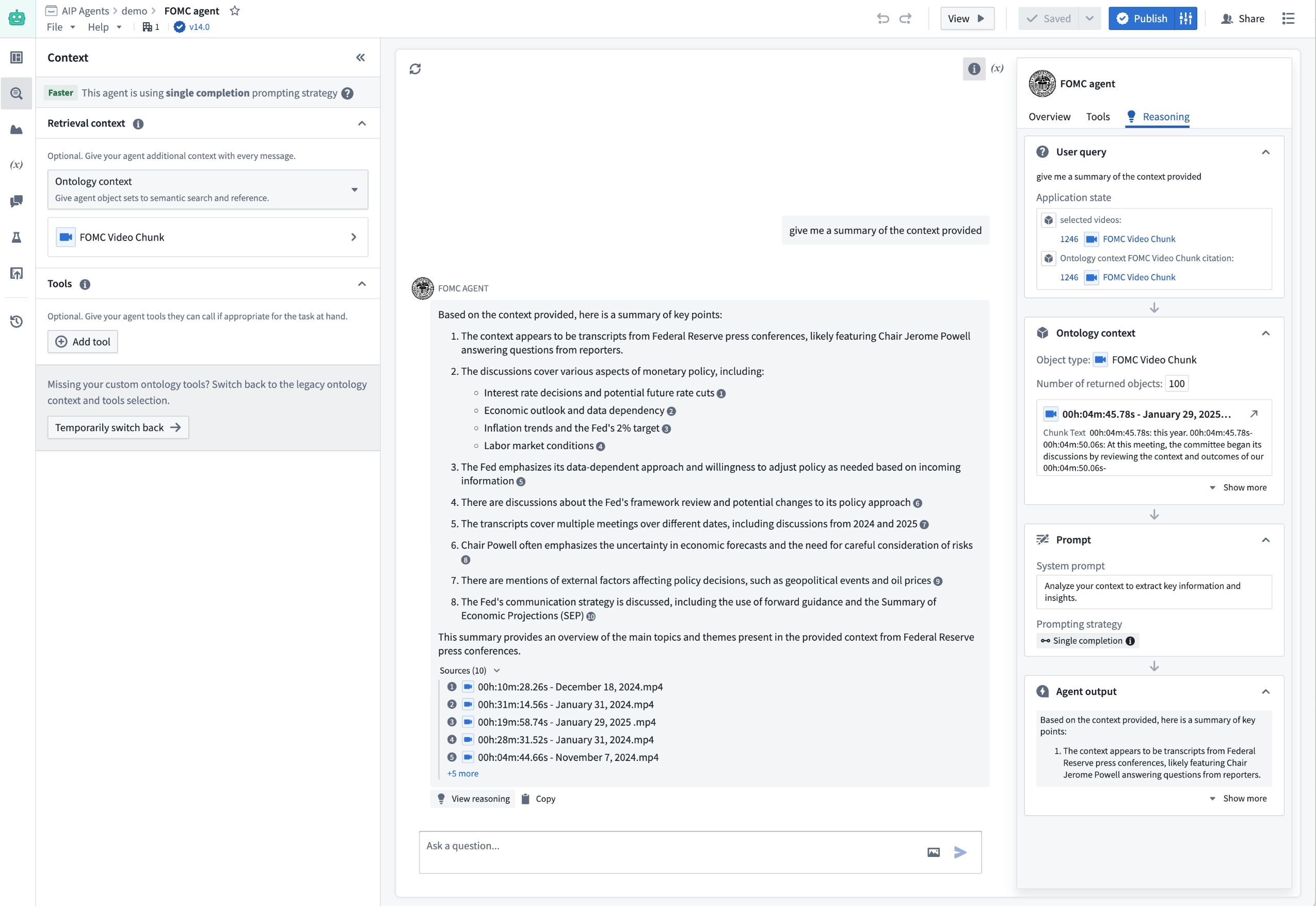 AIP Chatbot Studio 编辑页面的截图,其中包含上述 AIP Chatbot。