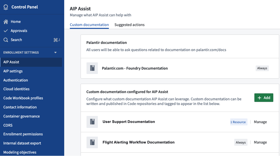 The AIP Assist section in Control Panel.