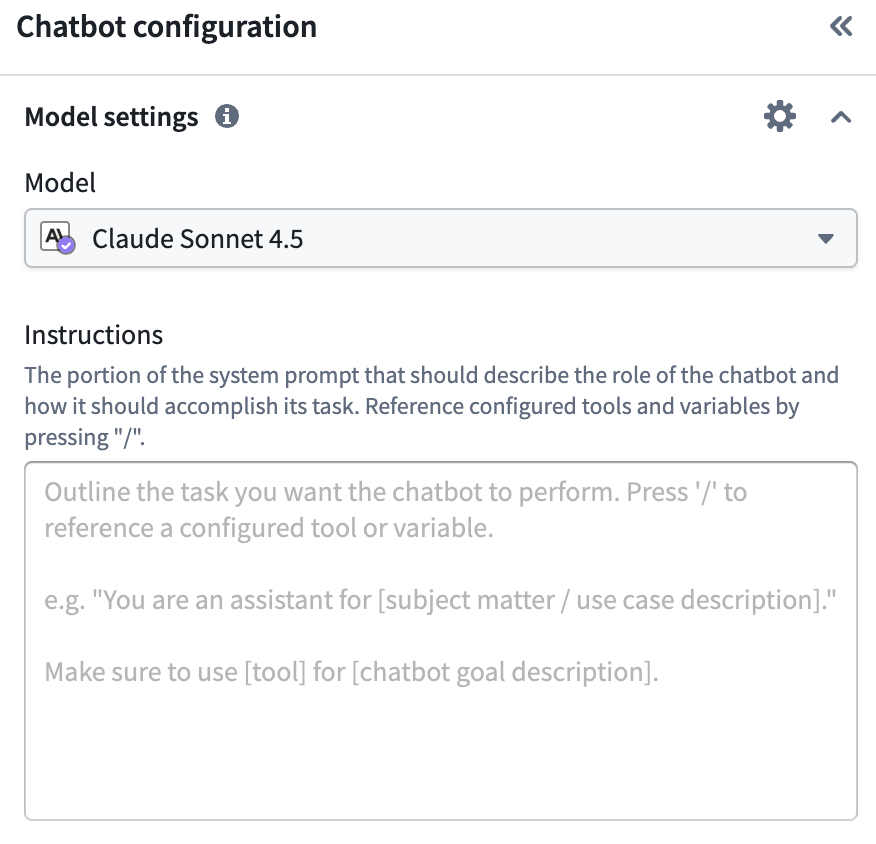 Configure Model and System Prompt.