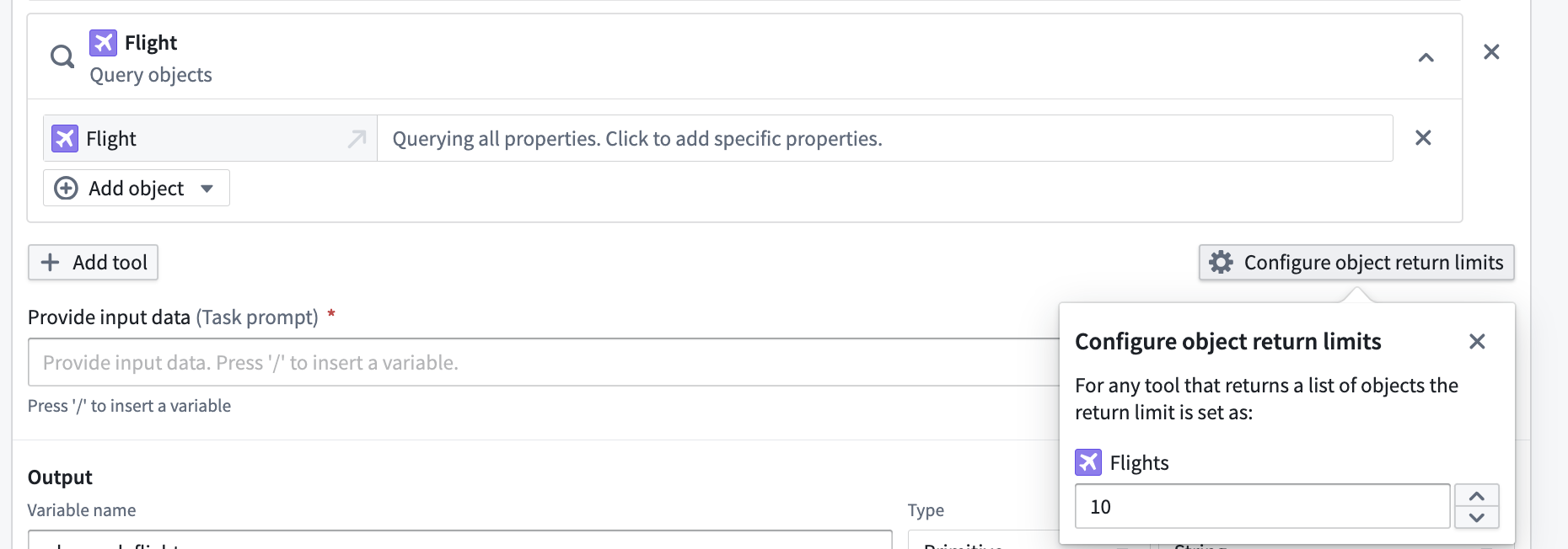 Configure object return limits 选项。