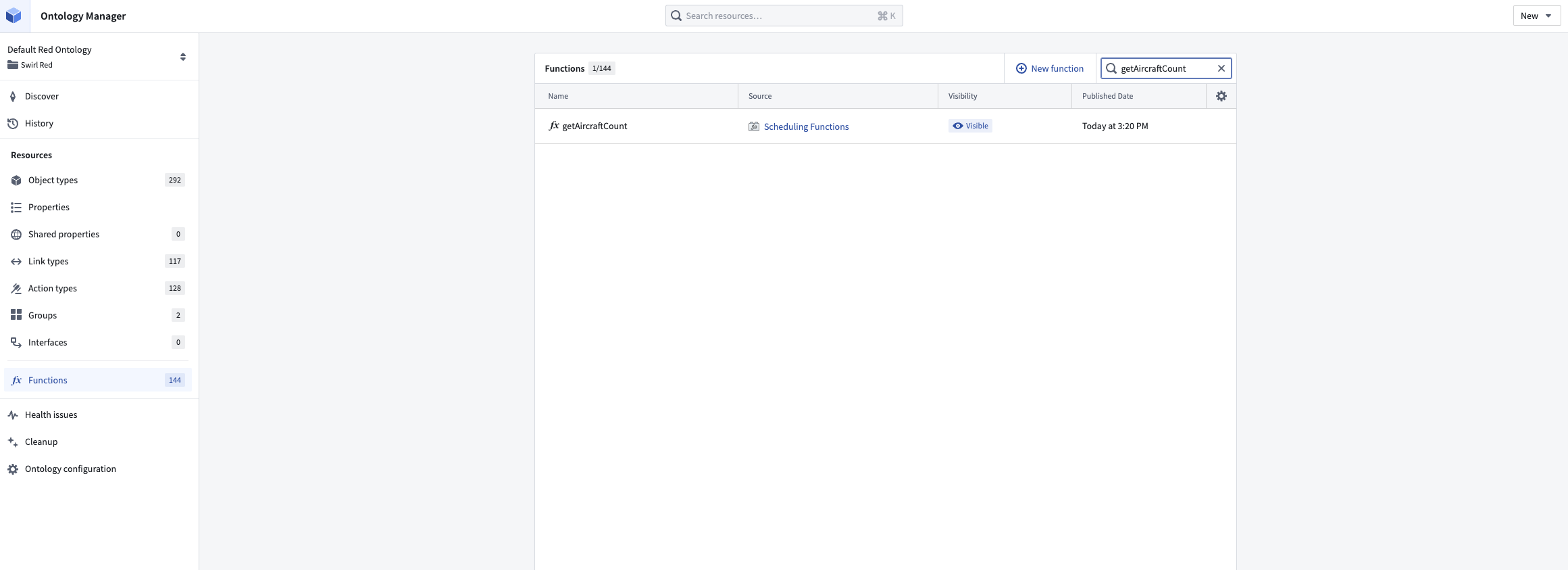 在 Ontology Manager 中搜索函数