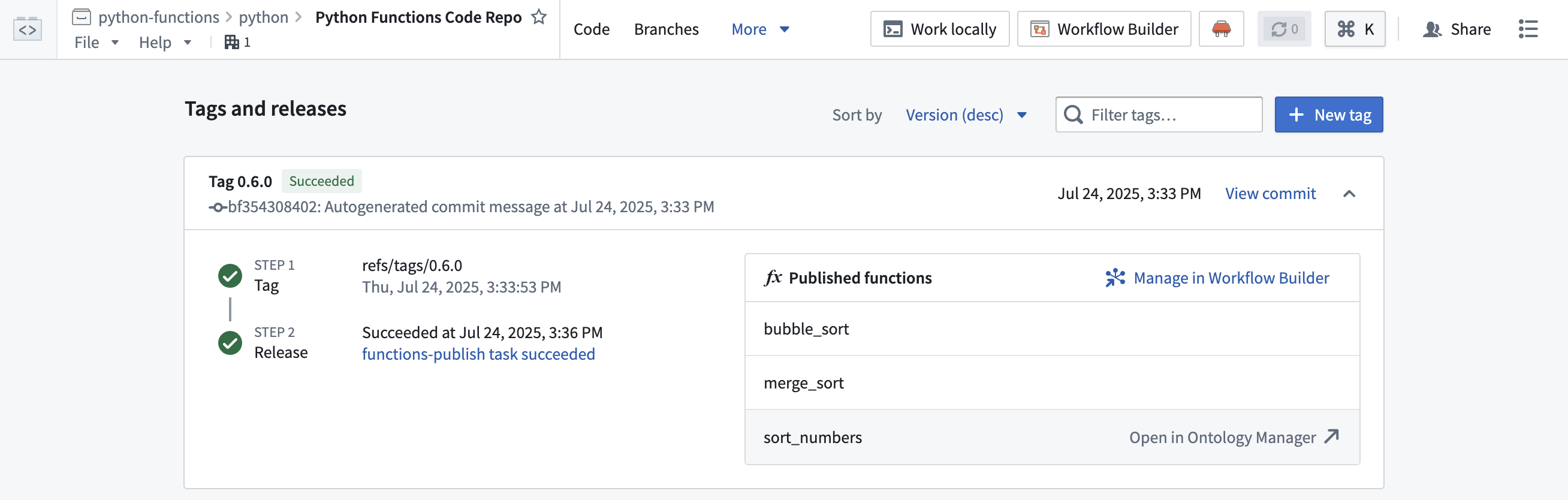 在 Ontology Manager 中打开所选函数。