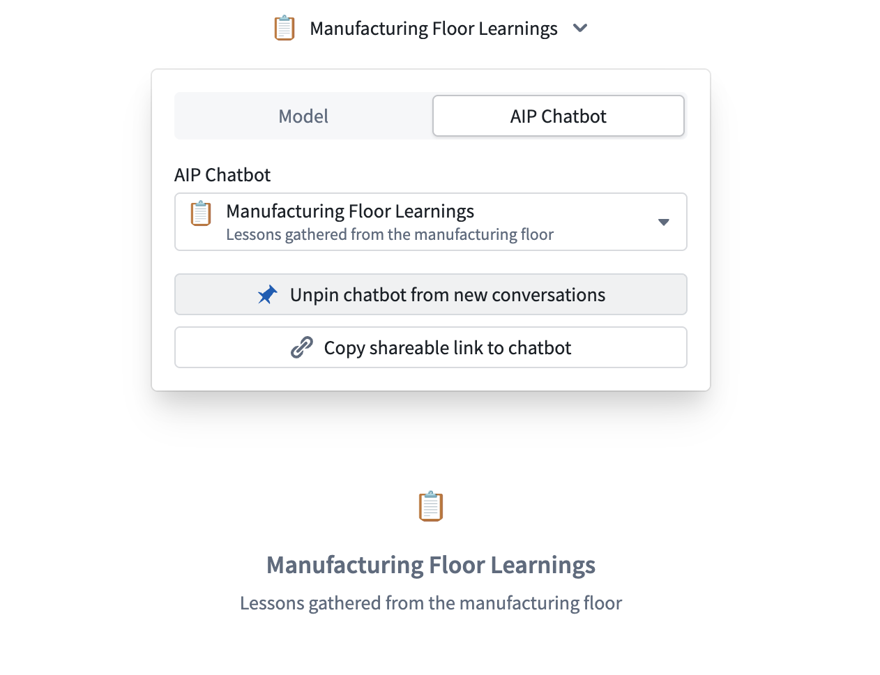 一个被固定为新 thread 默认项的 chatbot。