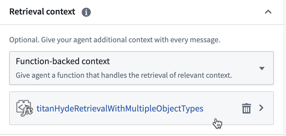 AIP Chatbot Studio 中 function-backed context 选择的截图